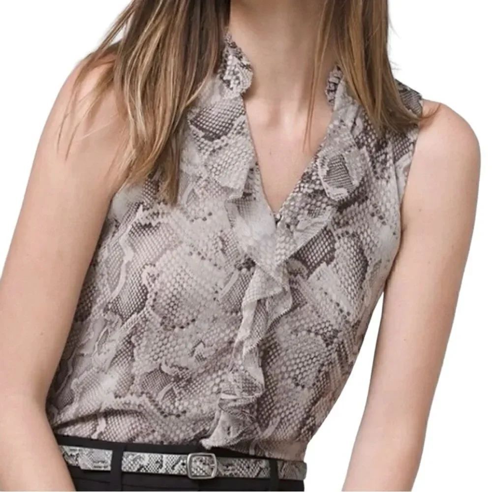 White House Black Market Snake Print Sleeveless Blouse Size 2